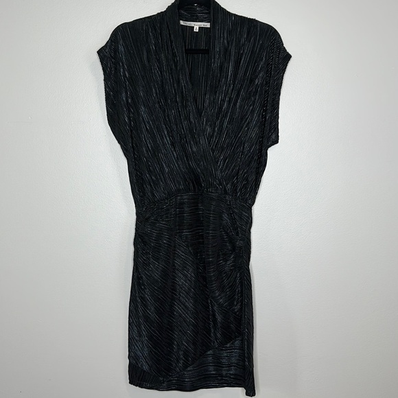 RACHEL ROY Black, Shiny, Crinkle-Pleat Sleeveless Sheath Dress | Size: Medium - Picture 7 of 7